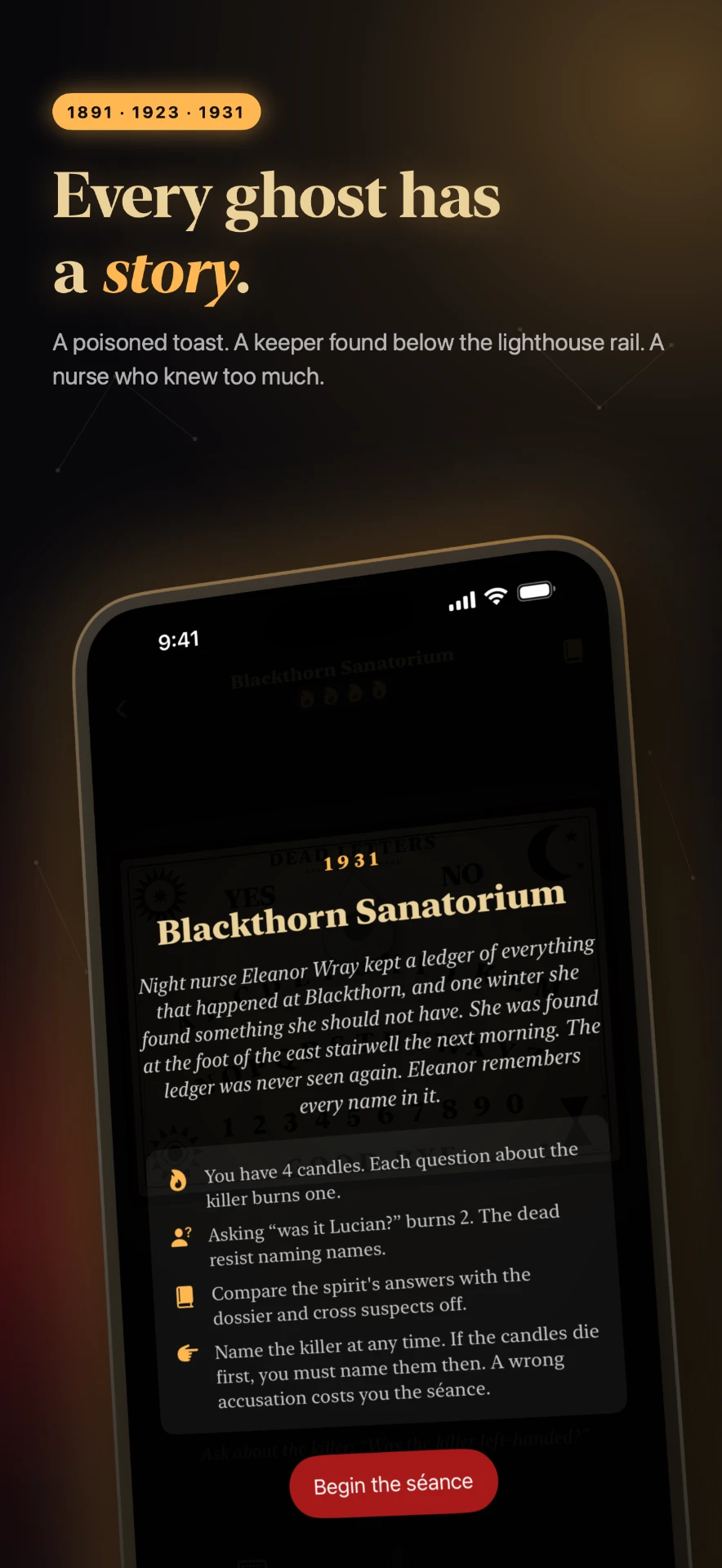 Case briefing for Blackthorn Sanatorium explaining the candle rules